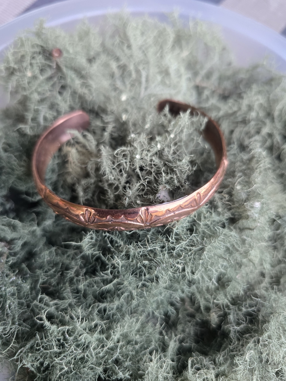 Copper Native Tahe Floral Engraved Cuff Bracelet - Women Jewelry